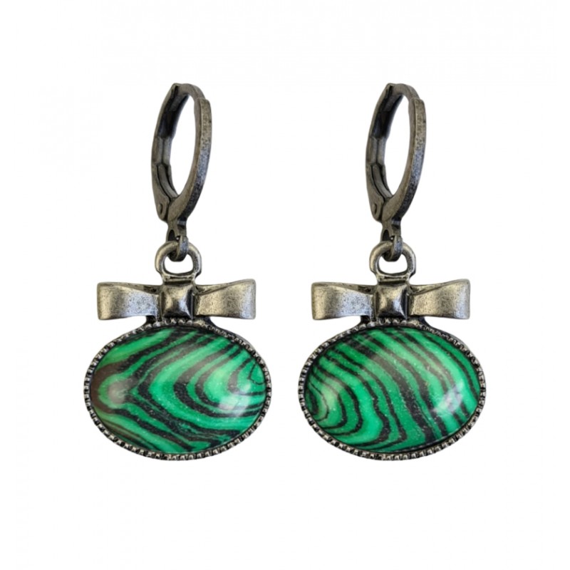 Urban Hippies Ohrringe Sassy, grün marmoriert/silber