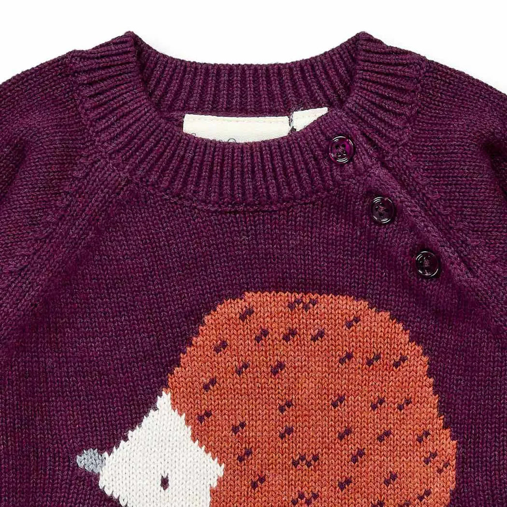 Sense Organics baby Strickpulli Igel/Bordeaux