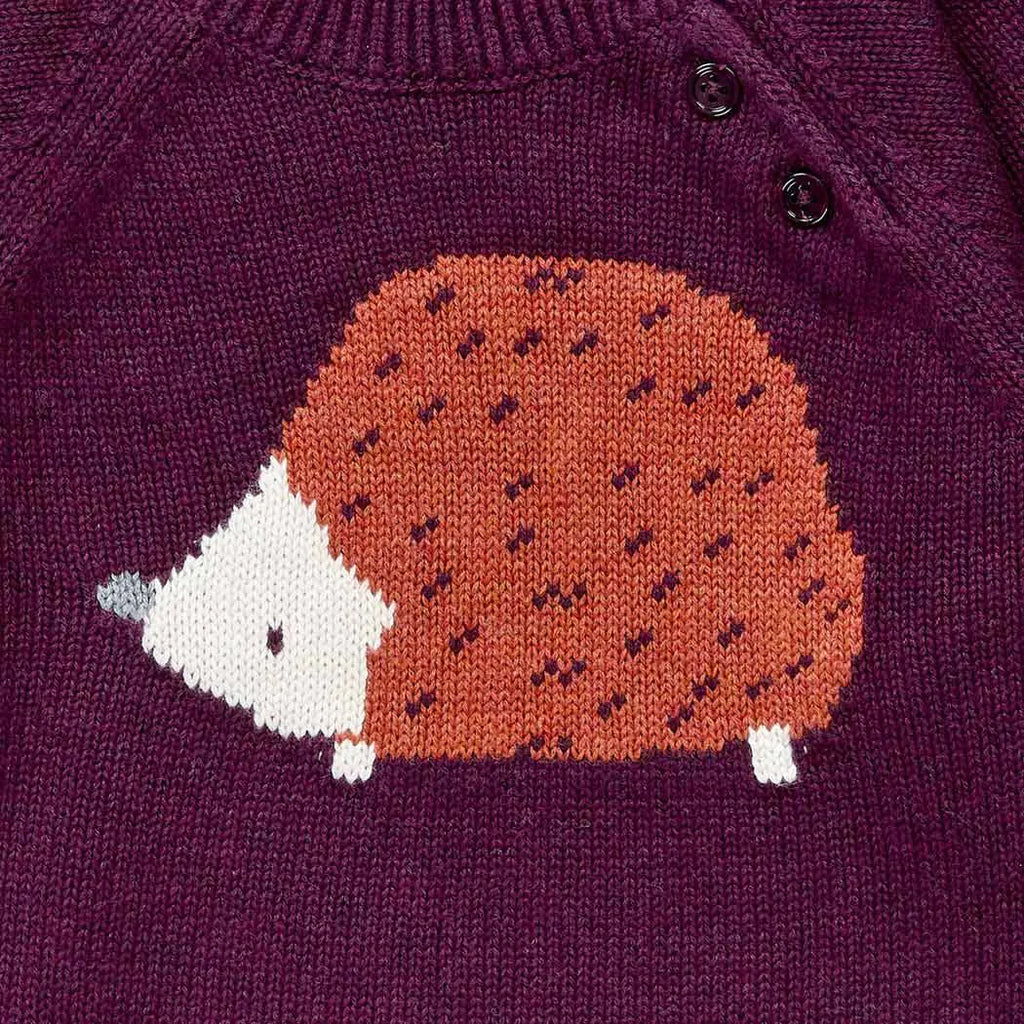 Sense Organics baby Strickpulli Igel/Bordeaux
