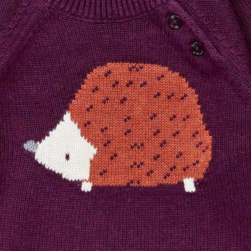 Sense Organics baby Strickpulli Igel/Bordeaux