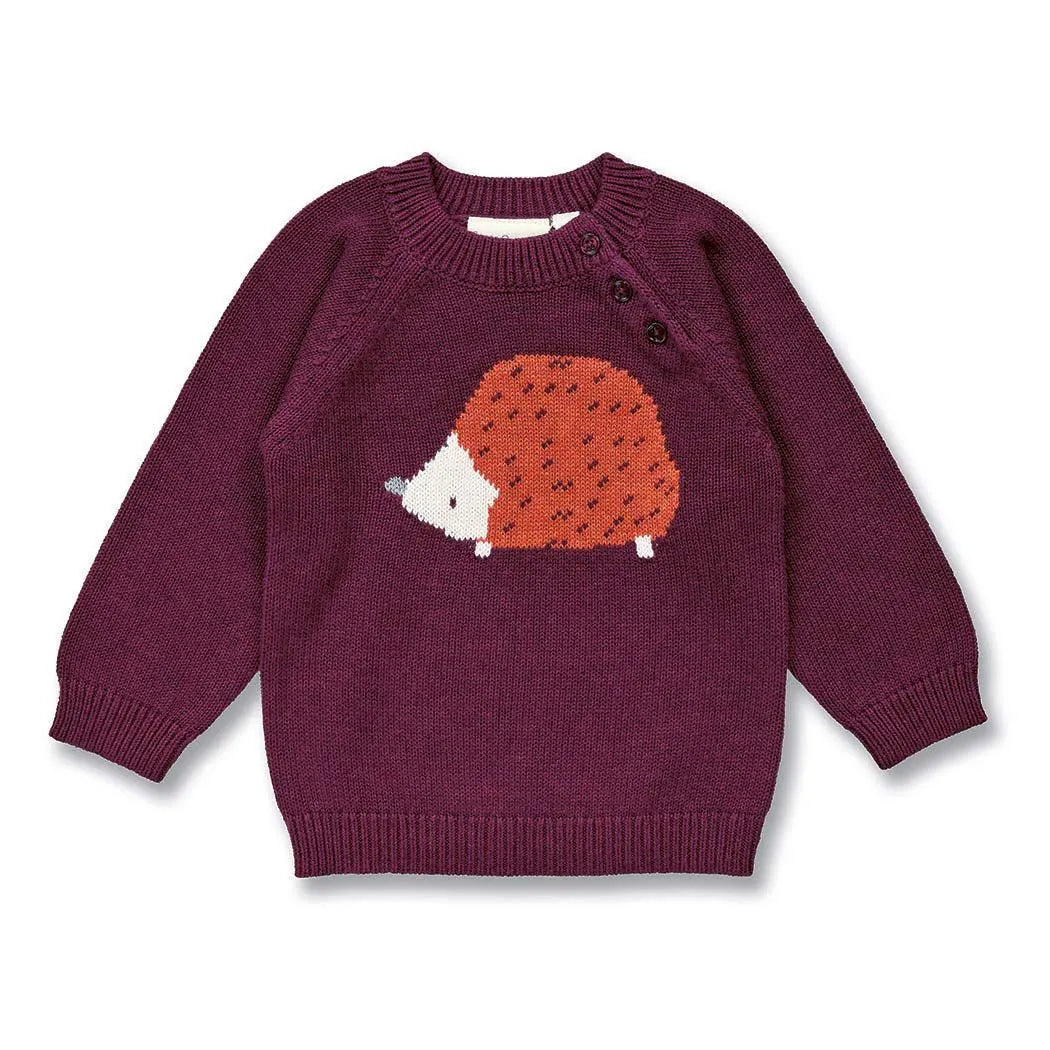 Sense Organics baby Strickpulli Igel/Bordeaux