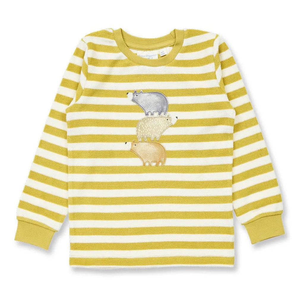 Sense Organics Frottee-Schlafanzug, Bären/Mustard