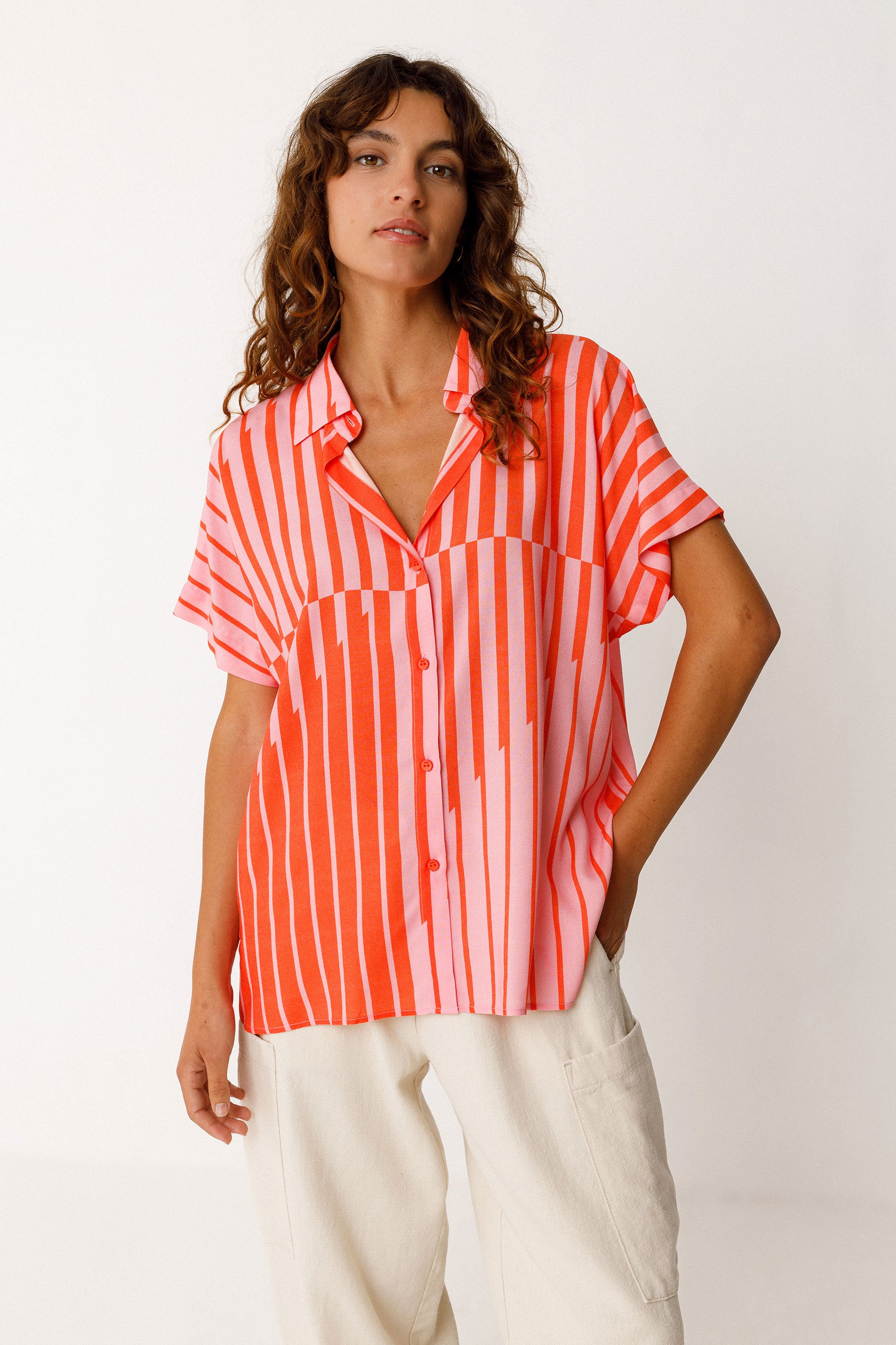 SKFK Aian Bluse, Orange stripes