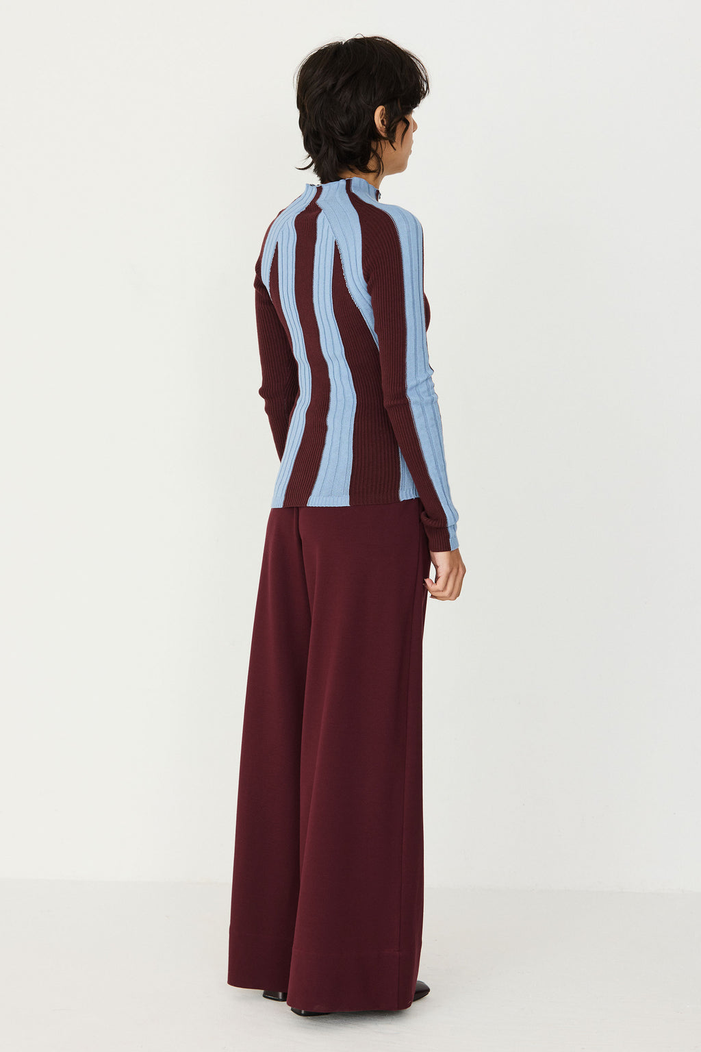 SKFK Anuket Rippstrick-Pullover, chocolate-red/lt. blue
