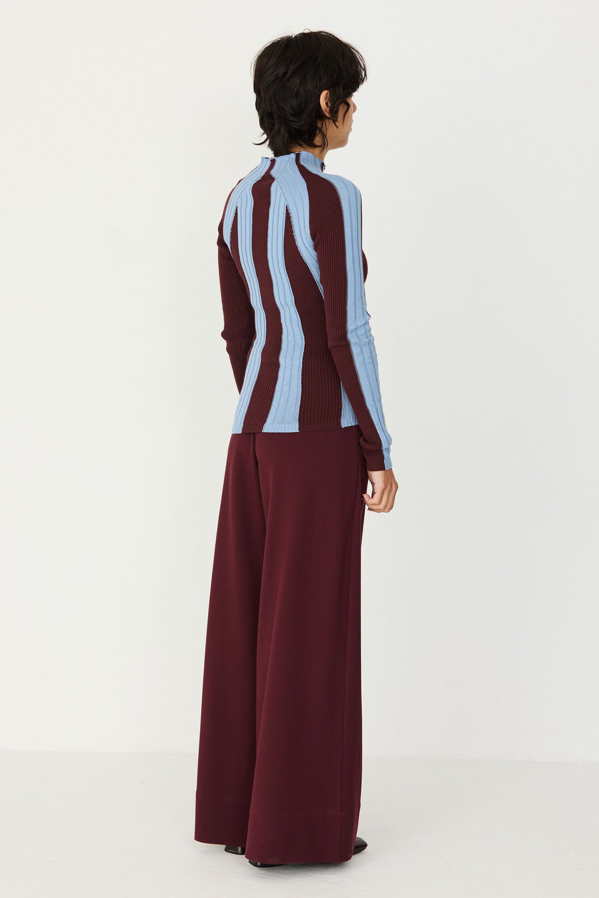 SKFK Anuket Rippstrick-Pullover, chocolate-red/lt. blue