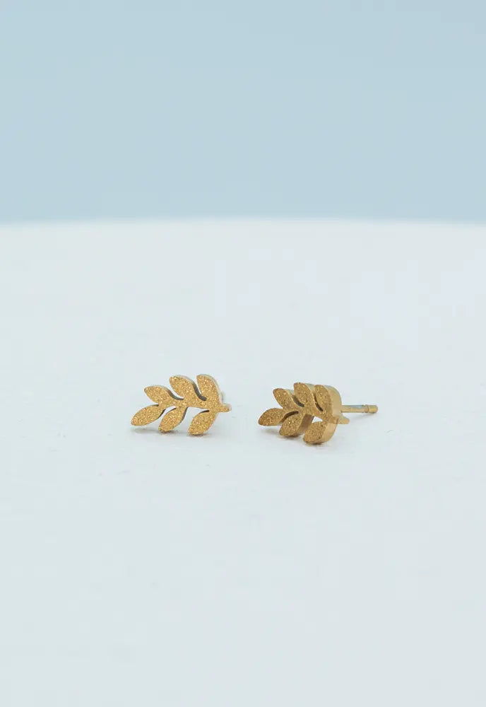 Mekhada Starfish Ohrstecker Blatt, Frosted Gold