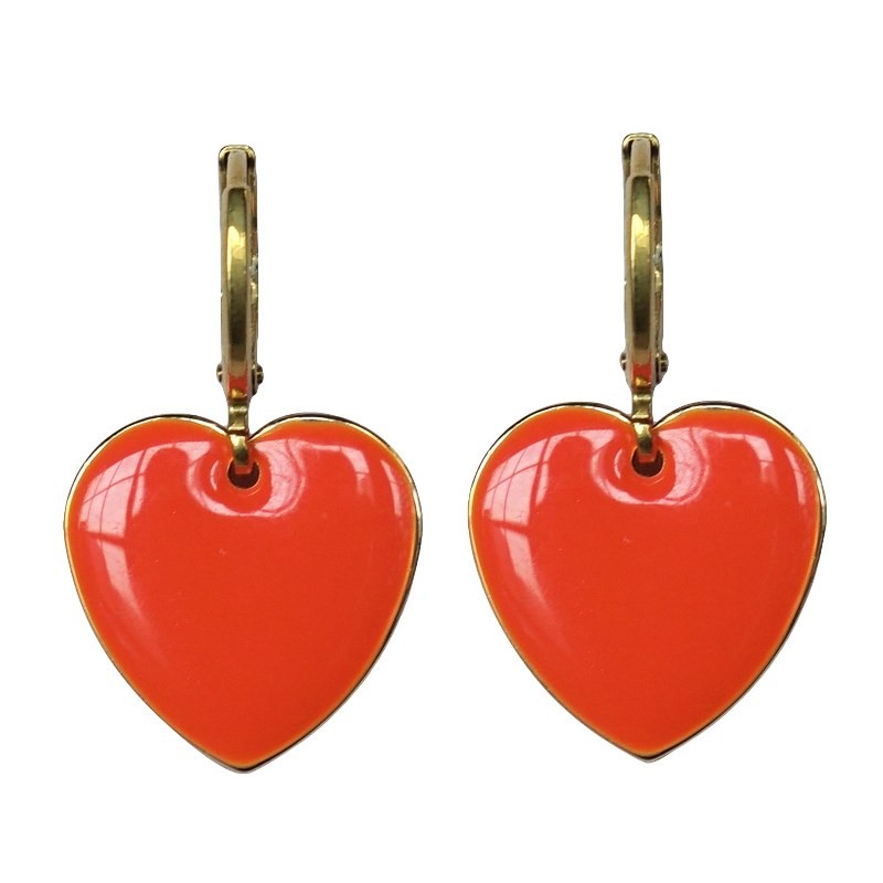 Urban Hippies Ohrringe Hearts, Tangerine/Gold