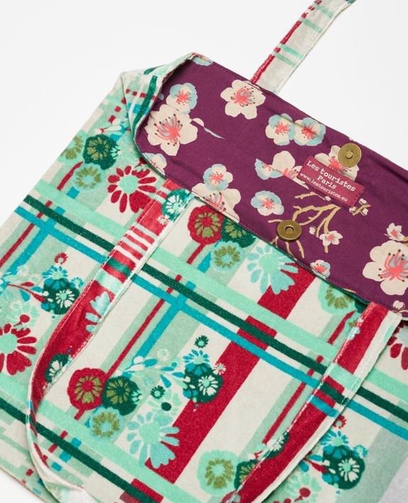 Les Touristes Tote Bag Velour, TAT065, Dundee Sauge