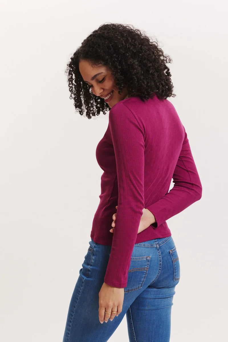 Tranquillo Ajour-Shirt Coraa, raspberry