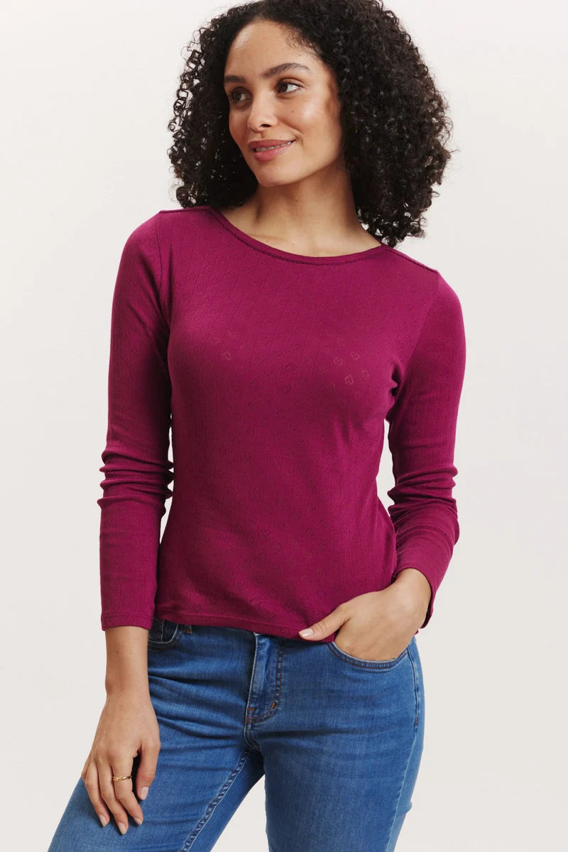 Tranquillo Ajour-Shirt Coraa, raspberry