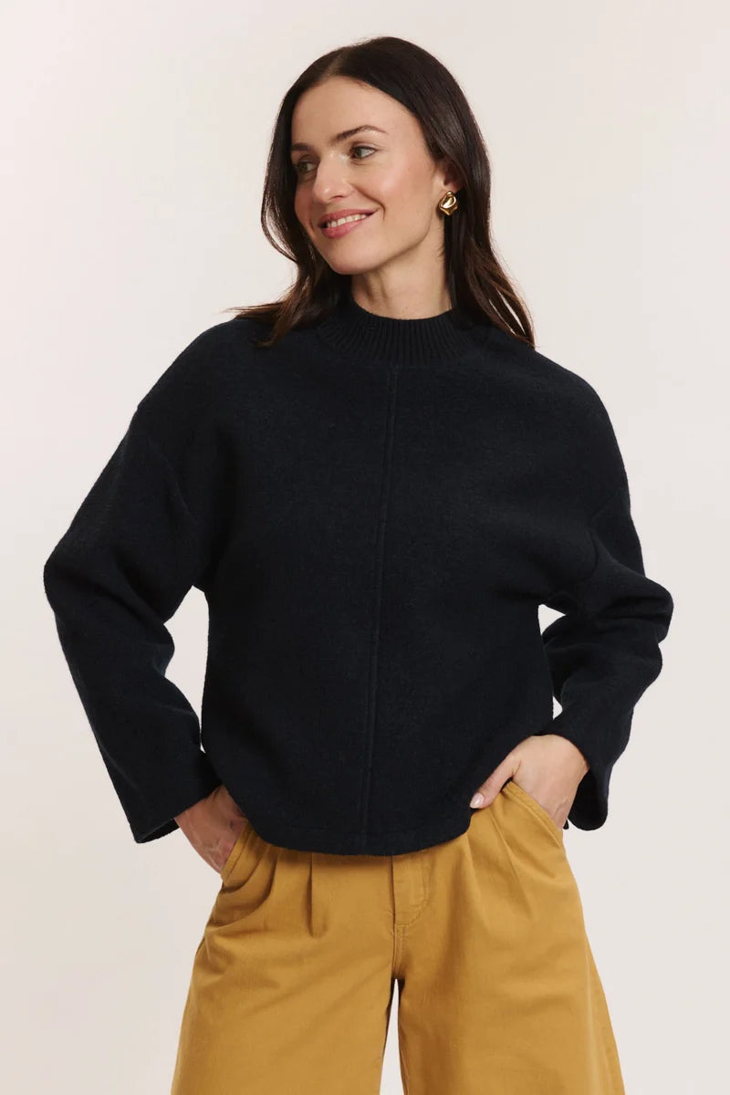 Tranquillo Wollwalkpullover Yulii, black