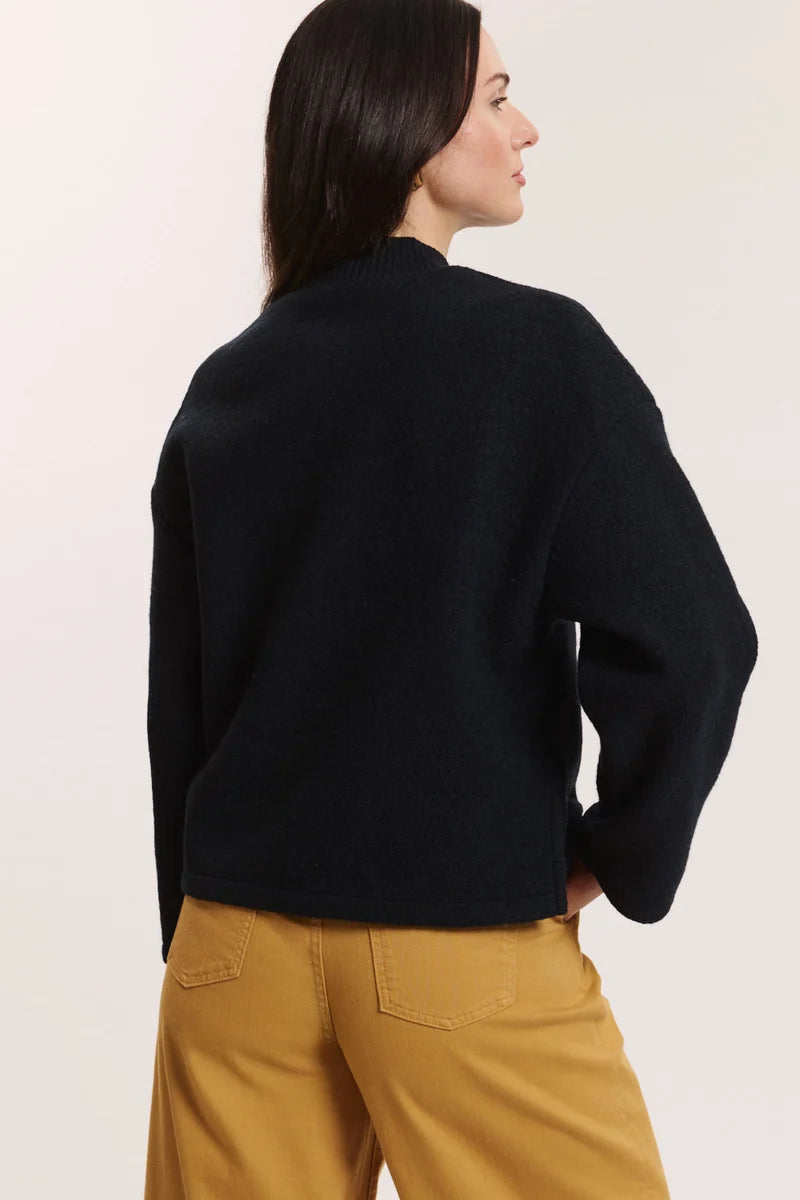 Tranquillo Wollwalkpullover Yulii, black