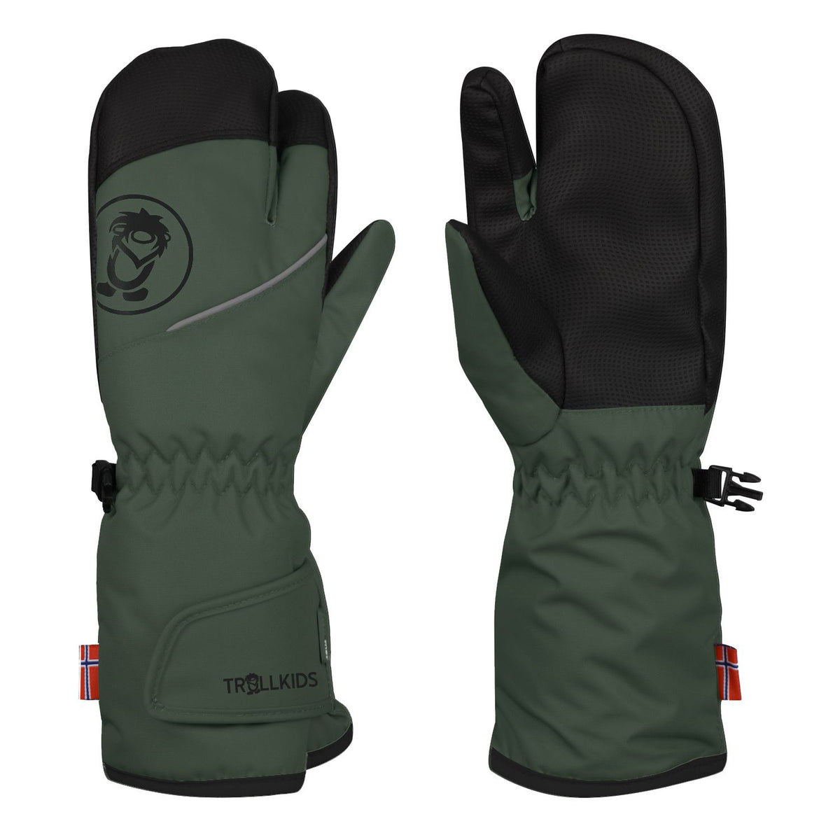 Trollkids 3 Finger Schneehandschuhe, ivy/black