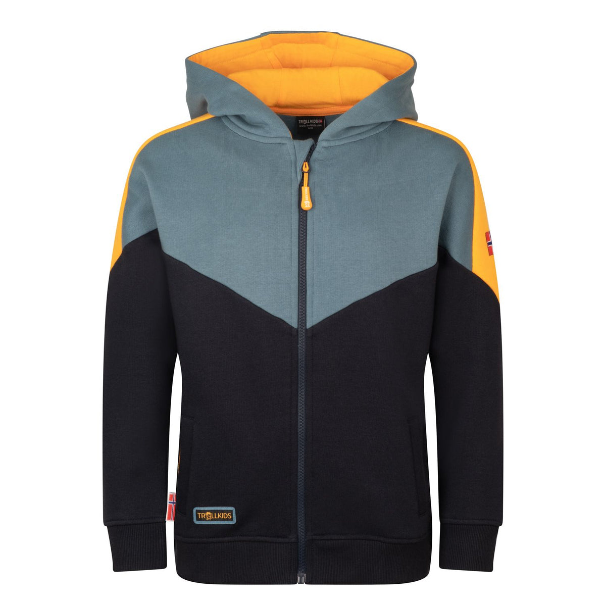 Trollkids Sweatjacke Flekkefjord, black/blue/mango