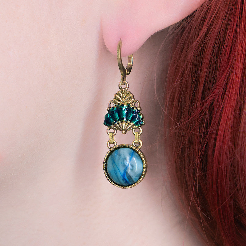 Urban Hippies Ohrringe Alice, Teal Marble