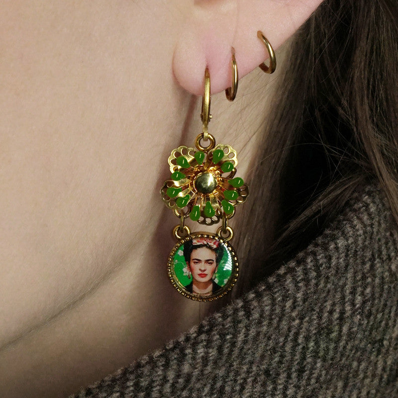 Urban Hippies Ohrringe Frida, green flowers