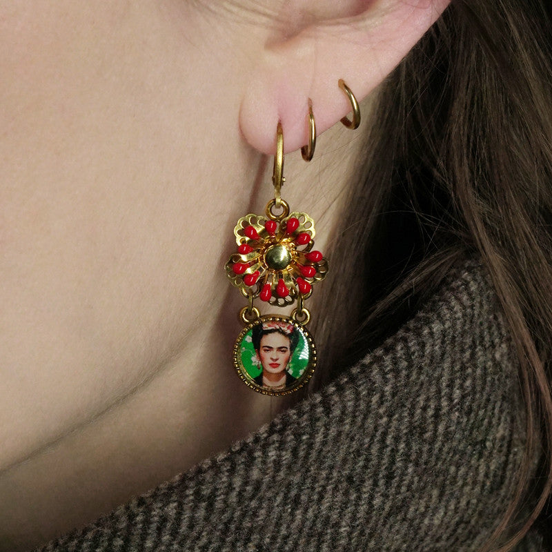 Urban Hippies Ohrringe Frida, red flowers