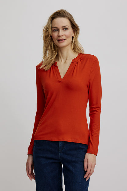 Tranquillo Ecovero-Blusenshirt, Rooibos