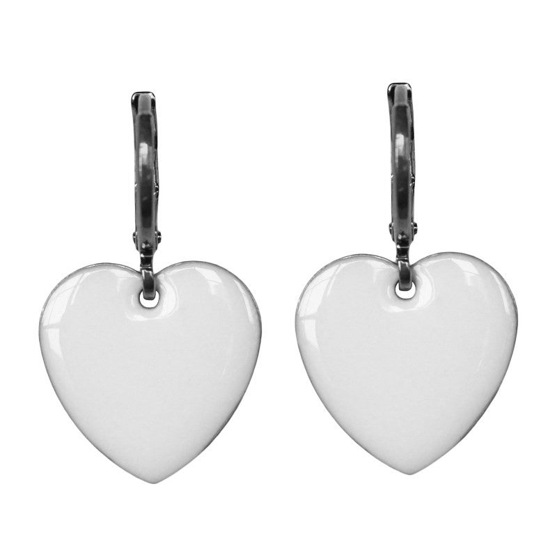 Urban Hippies Ohrringe Hearts, White/Silver