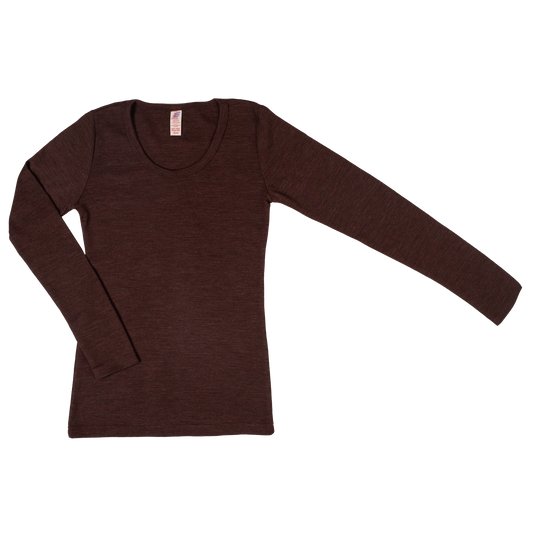 Engel Natur Damen Unterhemd/Langarmshirt Wolle, Zimt