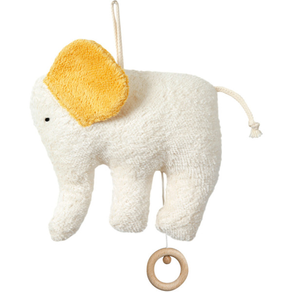 Efie Spieluhr Elefant mit gelben Ohren | Natürliche Plüschwaren von Efie bei Das bunte Chamäleon