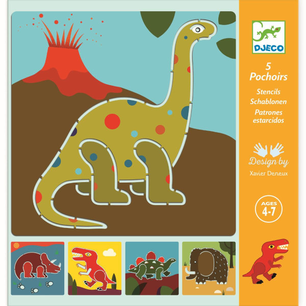Djeco do it yourself Schablonen, Dinosaurier | Basteln für Kinder bei Das bunte Chamäleon in Bamberg und online