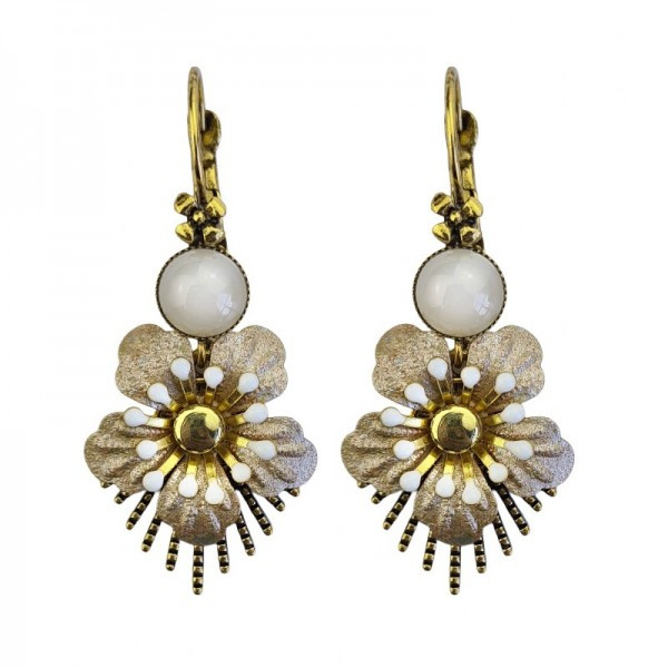 Urban Hippies Ohrringe Rajo, White/Gold | Vintage Schmuck bei Das bunte Chamäleon in Bamberg