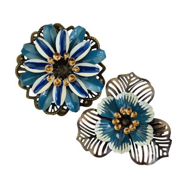 Urban Hippies Metallblumen Tiki Blue | Vintage-Schmuck bei Das bubnte Chamäleon Bamberg