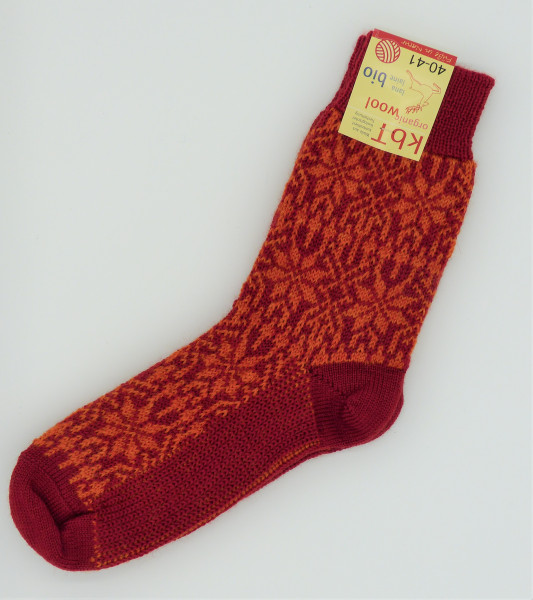 Hirsch Natur Wollsocken Norweger, mohn/orange | Wollsocken von Hirsch Natur bei Das bunte Chamäleon in Bamberg und online kaufen