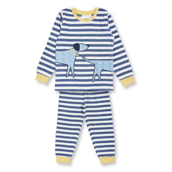 Sense Organics Schlafanzug Terry, Blue Stripes+Dog | Bio-Kinderkleidung bei Das bunte Chamäleon in Bamberg und online