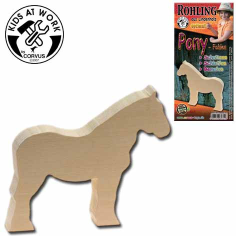 Corvus Schnitzholz-Rohling Pony | Werkzeug für Kinder bei Das bunte Chamäleon in Bamberg und online