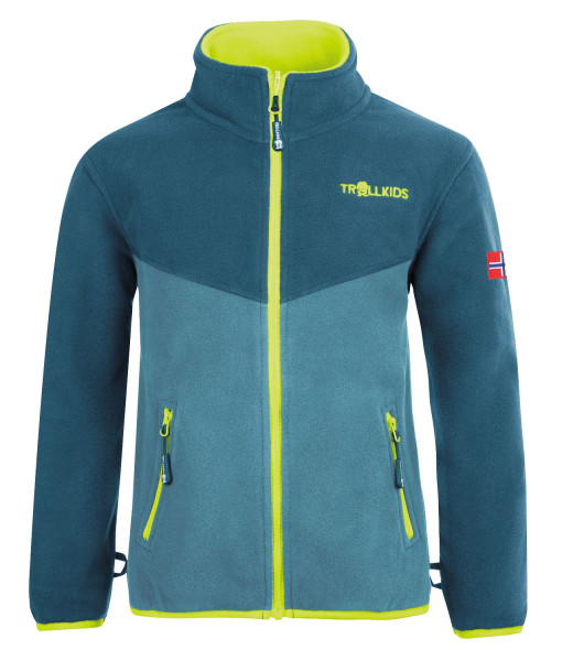 Trollkids Fleecejacke Oppdal, petrol/dolphin blue/lime | Kinder-Outdoorkleidung bei Das bunte Chamäleon in Bamberg und online