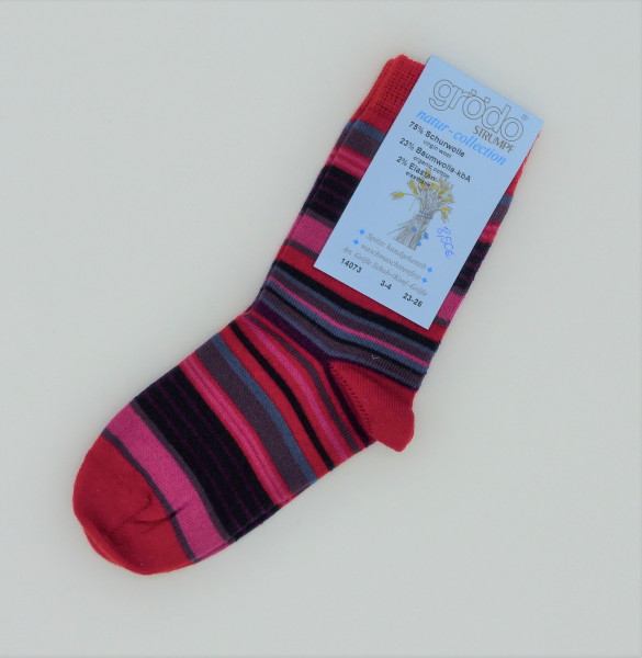 Grödo Kinder Stricksocken Wolle/Baumwolle rot | Socken aus Bio-Baumwolle und Wolle bei Das bunte Chamäleon in Bamberg und online