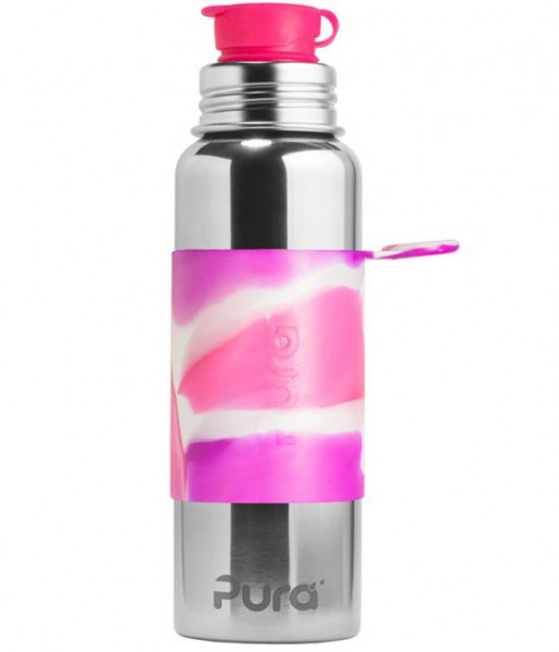 Pura Edelstahl Sportflasche 800 ml pink swirl | Edelstahltrinkflaschen von Pura bei Das bunte Chamäleon und online 