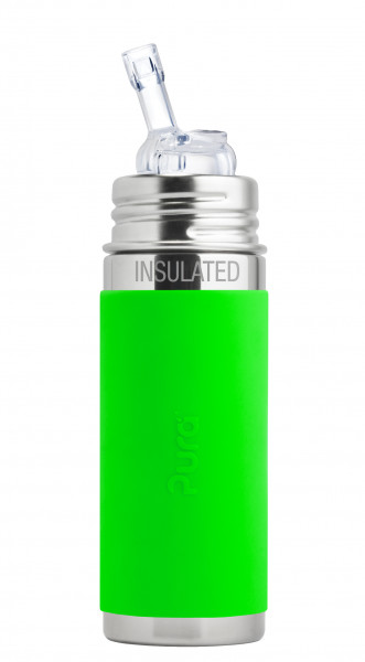 Pura kiki isolierte Edelstahl Strohhalmflasche 250 ml, grün