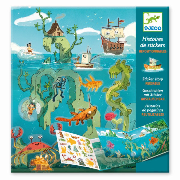 Djeco Bilderbuch Sticker, Meeresabenteuer | Spielzeug für Kinder bei Das bunte Chamäleon in Bamberg und online 