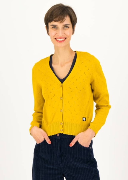 Blutsgeschwister Cardigan Save the World, stunningly yellow knit | Naturmode für Damen bei Das bunte Chamäleon in Bamberg und online