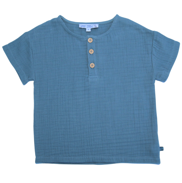 Enfant Terrible Musselin-Shirt, steel blue | Bio-Kinderkleidung bei Das bunte Chamäleon in Bamberg und online kaufen