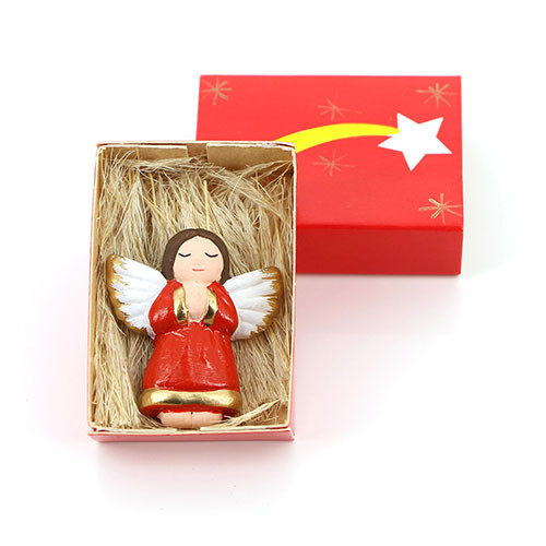Engel in Streichholzschachtel, rot | Natürliche Deko aus fairem Handel bei Das bunte Chamäleon online