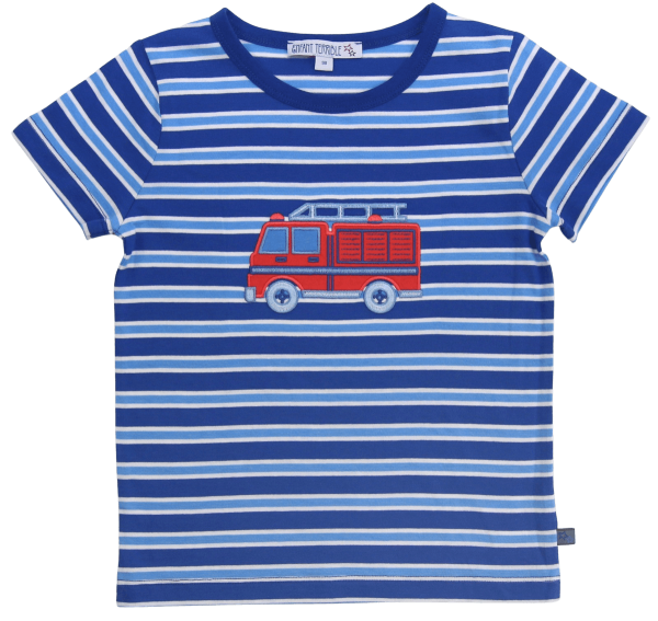 Enfant Terrible Streifen T-Shirt Applikation Feuerwehr | Bio-Kindermode bei Das bunte Chamäleon in Bamberg und online