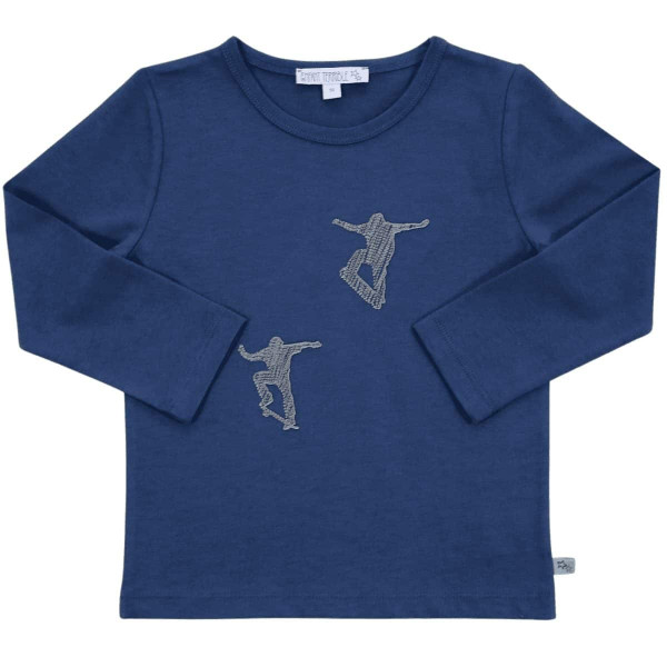 Enfant Terrible Langarmshirt Skater-Stickerei, Dark Blue| Bio-Kinderkleidung bei Das bunte Chamäleon in Bamberg und online kaufen