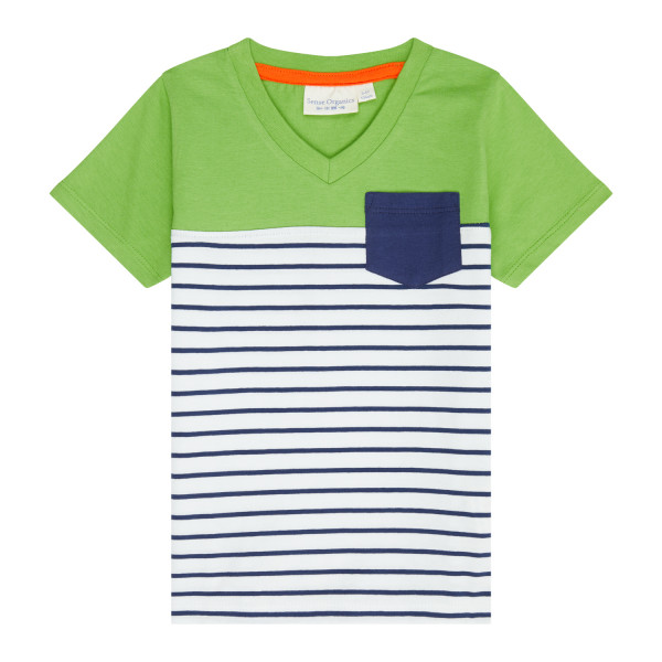 Sense Organics T-Shirt Salvo, Grün mit Streifen | Bio-Kinderkleidung bei Das bunte Chamäleon in Bamberg und online