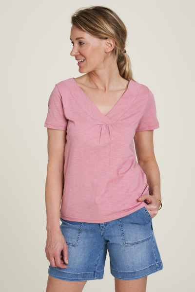 Tranquillo Damen Jersey Shirt V-Ausschnitt, Vintage Pink | Ökologische Damenmode bei Das bunte Chamäleon in Bamberg
